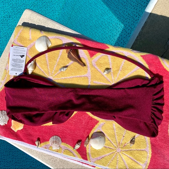Leith Burgundy Tie Front Bandeau Bikini Top Large - Picture 5 of 8